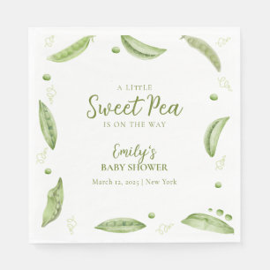 Grüne Veggie Süße Erbse in der Schote Baby Shower Serviette