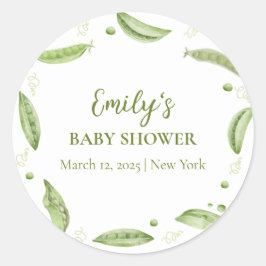 Grüne Veggie Sweet Pea in Pod Baby Dusche Runder Aufkleber