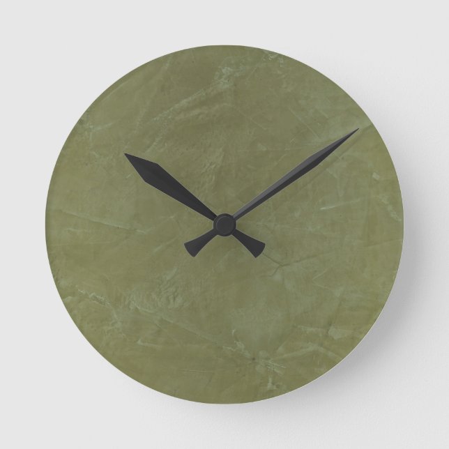 Grüne Venezianische Plakette Runde Wanduhr (Vorderseite)