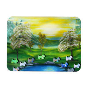 Grüne Venus-Schotten am Teich Magnet