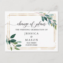 Grüne verspätete Hochzeiten ändern das Datum Postkarte