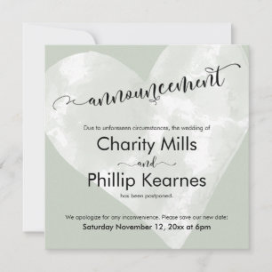 Grüne Vertagung der Hochzeitsankündigung