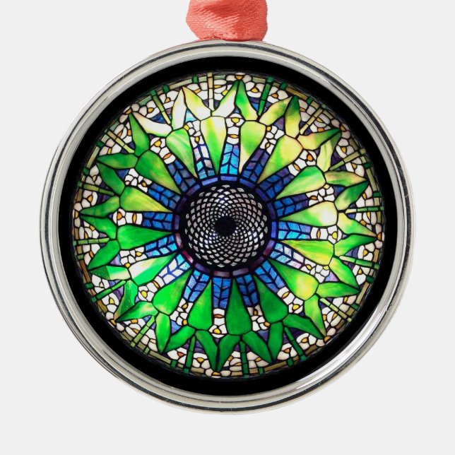 Grüne Verzierung Tiffanys Ornament Aus Metall (Vorne)