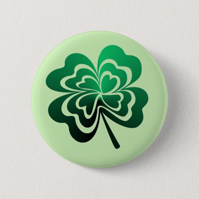 Grüne Vierblättriges Kleeblatt Button (Vorderseite)