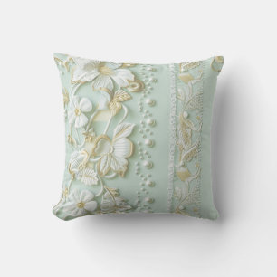 Grüne Vintage-Blumen-Faux-Spitzen-Wurfkissen Kissen