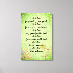 Grüne Vintage-Blumenfee-Mindfulness-Gedicht-Kunst Leinwanddruck