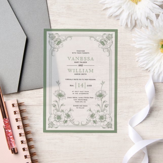 Grüne Vintage Blumenzarte (Hochzeit)