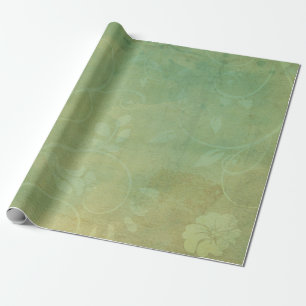 Grüne Vintage-Blüten-Textur Geschenkpapier
