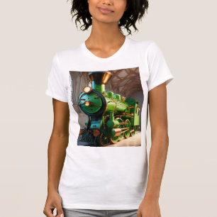 Grüne Vintage-Dampflokomotive – Klassische Industr T-Shirt