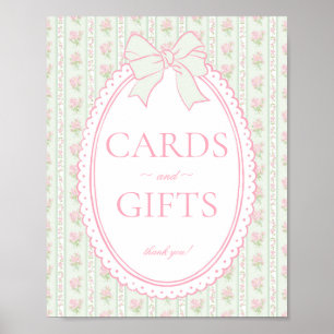 Grüne Vintage Fancy Floral Karte & Geschenke Schil Poster