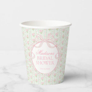 Grüne Vintage-fantastische florale Hochzeitsdusche Pappbecher