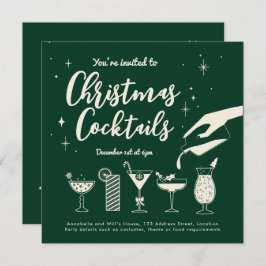 Grüne Vintage Ferien Drinks und Cocktails laden ei Einladung