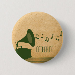 Grüne Vintage Gramophone-Taste Button