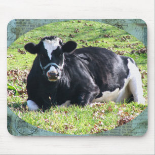 Grüne Vintage Poststeine für Milchkühe Mousepad