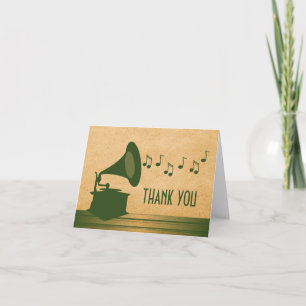 Grüne Vintage-Schallplatte Danke Karte