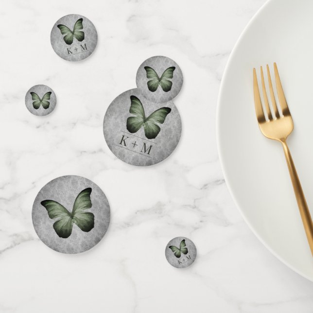 Grüne Vintage Schmetterlingsmaske Konfetti (Gruppe)