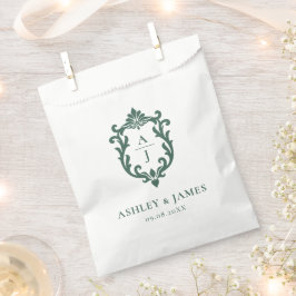 Grüne Vintage verzierte Wappen Hochzeit Geschenktütchen