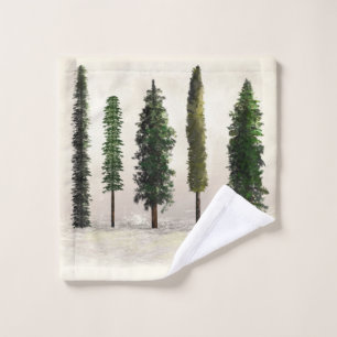 Grüne Vintage-Wald Bäume Rustikal Wald Badhandtuch Set