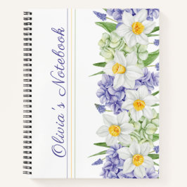 Grüne violette Gelbe Wasserfarben Frühlingsblumen Notizbuch