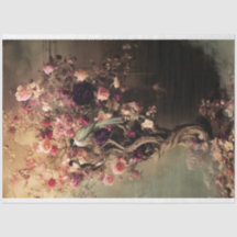 Grüne Vögel und lebhafte Blüten, Ätherische Bäume