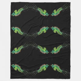 grüne Vogelbemalung Fleecedecke