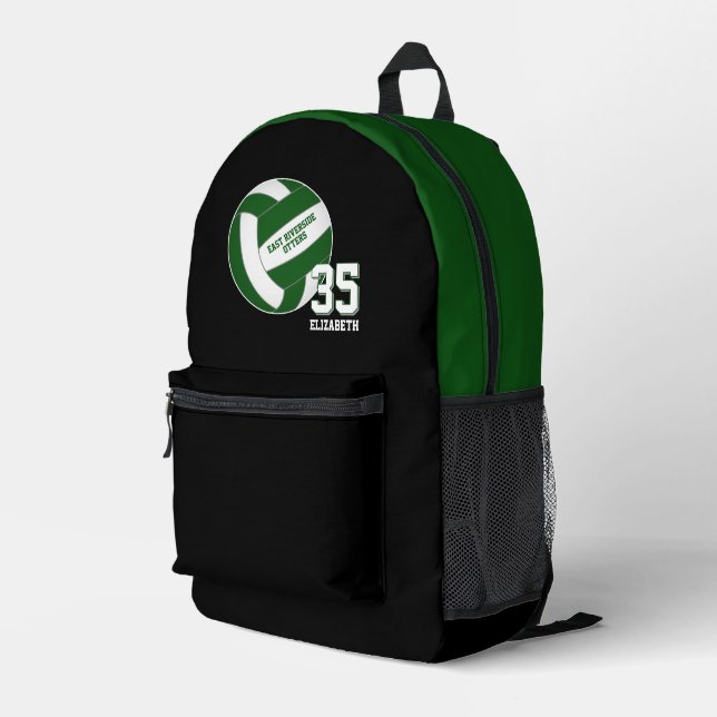 Grüne Volleyball-Mannschaft färbt Mädchen Jungs Bedruckter Rucksack (Rückseitige Ecke Rechts)