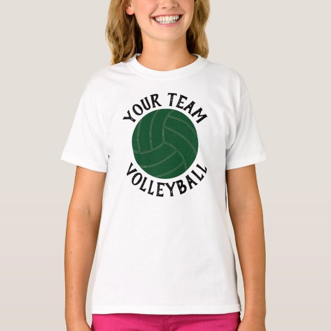 Grüne Volleyballmannschaft der Mädchen, Spielernam T-Shirt (Vorderseite)