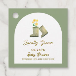 Grüne, vor Ort gezüchtete Blumenstiefel Babydusche Geschenkanhänger