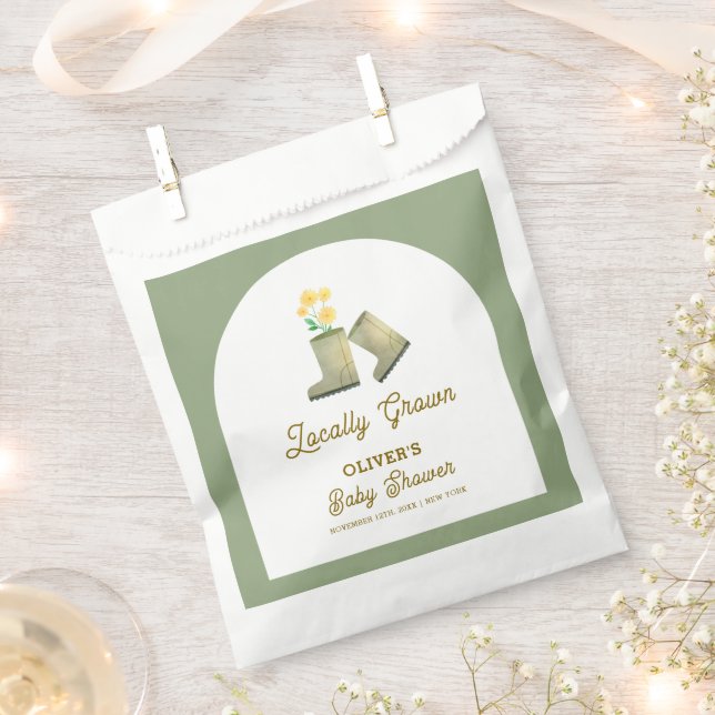 Grüne, vor Ort gezüchtete Blumenstiefel Babydusche Geschenktütchen (Ausgeschnitten)