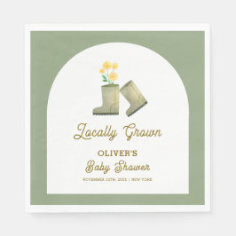 Grüne, vor Ort gezüchtete Blumenstiefel Babydusche Serviette