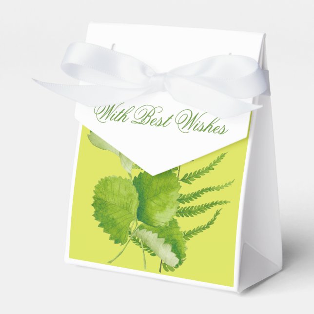 Grüne Vordrucke auf einem Vordruckfeld Geschenkschachtel (Vorderseite)