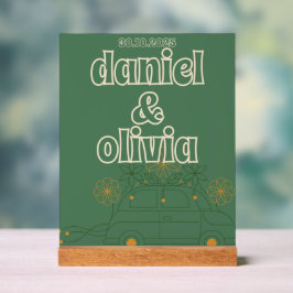 Grüne Vosvos Minimale Hochzeit Acrylschild