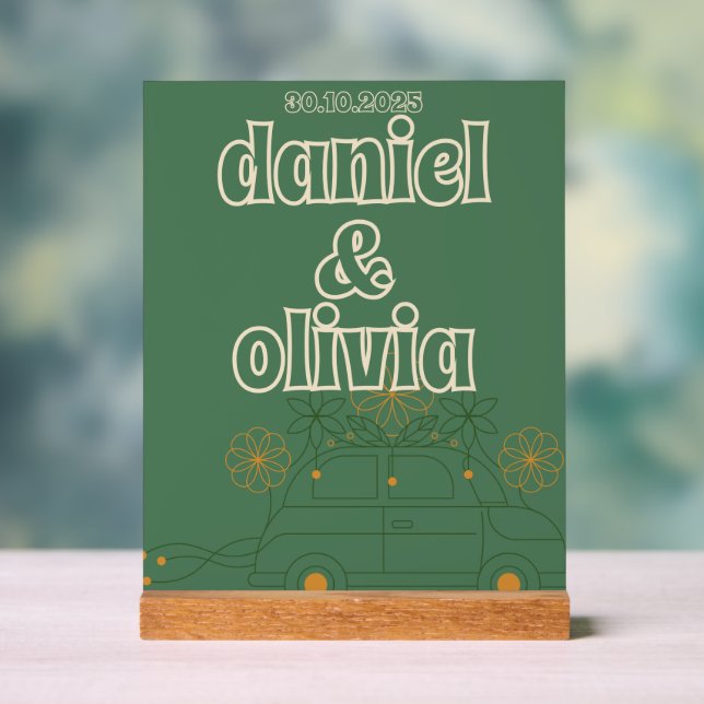 Grüne Vosvos Minimale Hochzeit Acrylschild (Neutral)