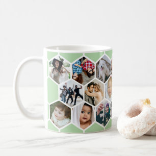 Grüne Waben-Fotocollage 20 Bilder Kaffeetasse