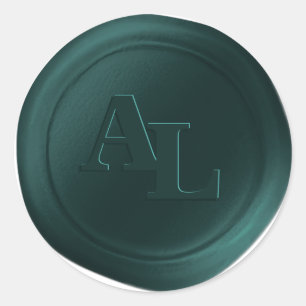 Grüne Wachssiegel-Monogramm-Hochzeitsaufkleber Runder Aufkleber