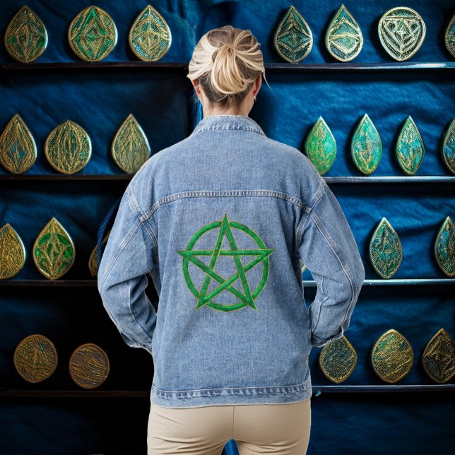 Grüne Wächter: Das Malachite Pentagram Jeansjacke (Von Creator hochgeladen)