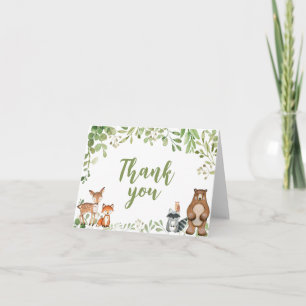 Grüne Wald-Baby-Shower-Dankeskarten Dankeskarte