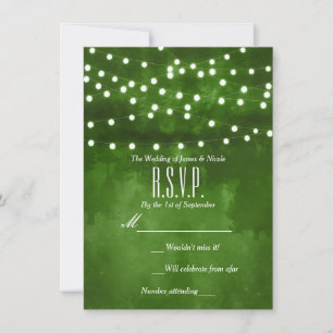Grüne Wald-Rustikale Lichterkette Hochzeit-RSVP Einladung