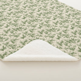 Grüne Waldfeen Toile de Jouy Muster Sherpadecke