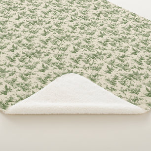 Grüne Waldfeen Toile de Jouy Muster Sherpadecke