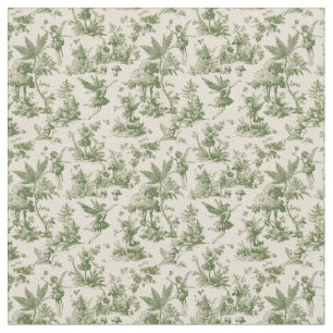 Grüne Waldfeen Toile de Jouy Muster Stoff