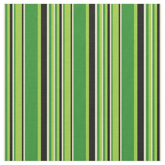 Grüne, waldgrüne, blassgoldene und schwarze Linien Stoff (Nahaufnahme)