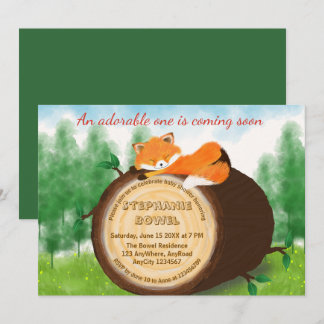 Grüne Waldlandschaft Baby Fuchs Baby Shower Einladung