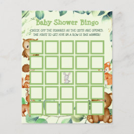 Grüne Waldlandschaft Eucalyptus Baby Shower Bingo Flyer