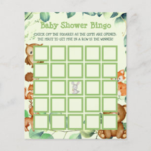 Grüne Waldlandschaft Eucalyptus Baby Shower Bingo Flyer