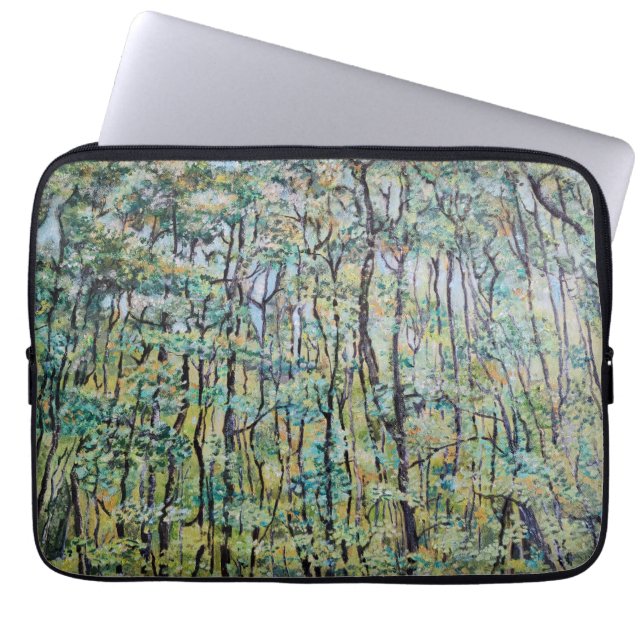 Grüne Waldmalerei Laptopschutzhülle (Vorderseite)