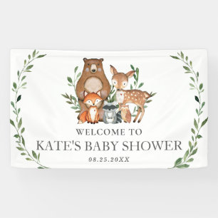 Grüne Waldtiere Babydusche Hintergrund Banner