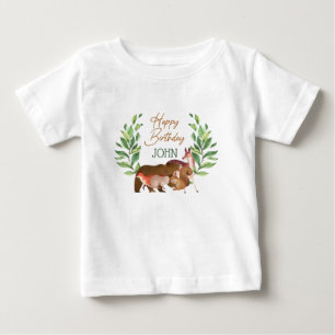 Grüne Waldtiere Tiere im Wald zum Geburtstag Baby T-shirt