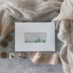 Grüne Waldweiden Weihnachtsbaumen Rücksendeadresse Adressaufkleber