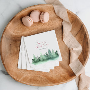 Grüne Waldweiden Weihnachtsbaumen Serviette